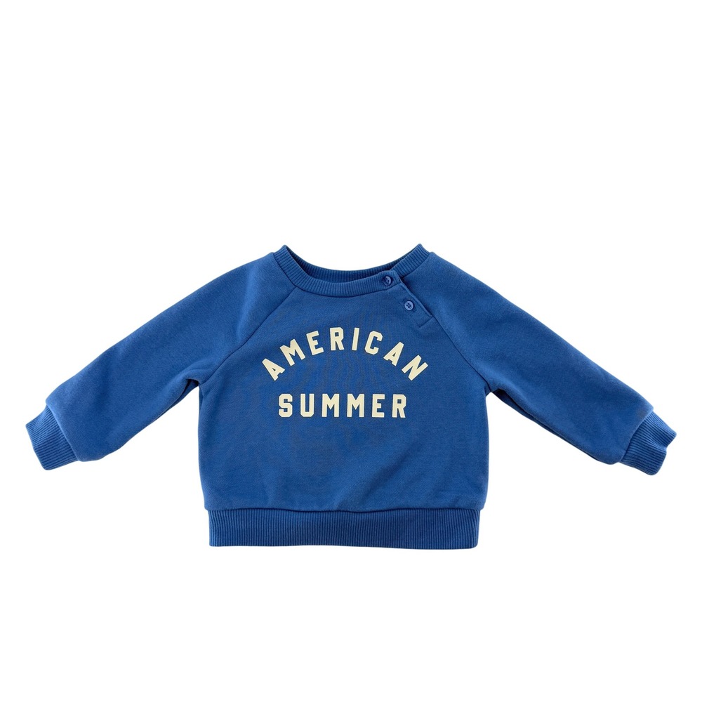 Baby Cat & Jack American Summer Blue Graphic Pullover‎ Sweatshirt 3-6M Patriotic
